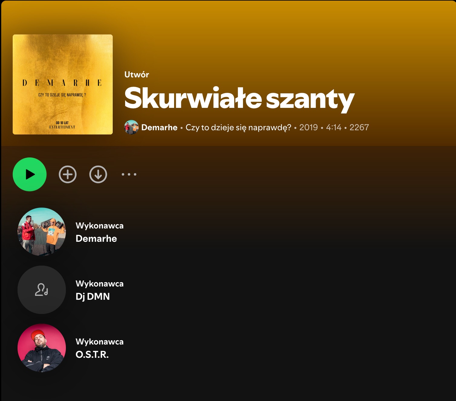 Produkcja muzyki - kompozycja, aranżacja, edycja, miks, oraz rap mojego autorstwa. OSTR na featuringu.