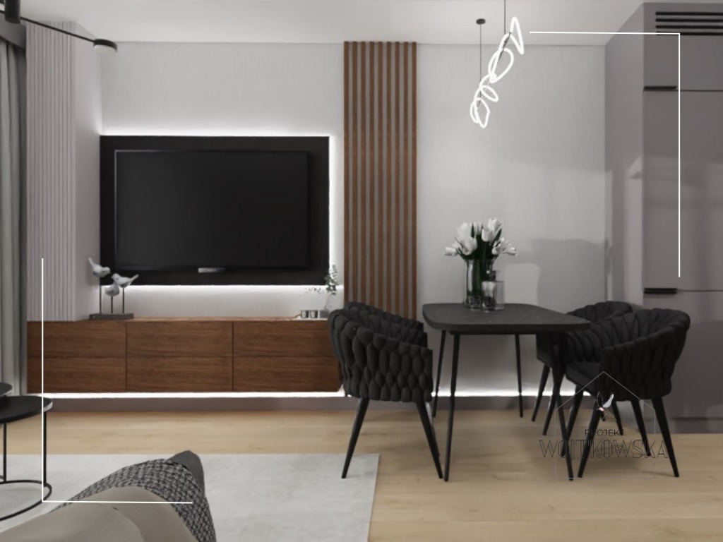 Projekt salonu z kuchnią