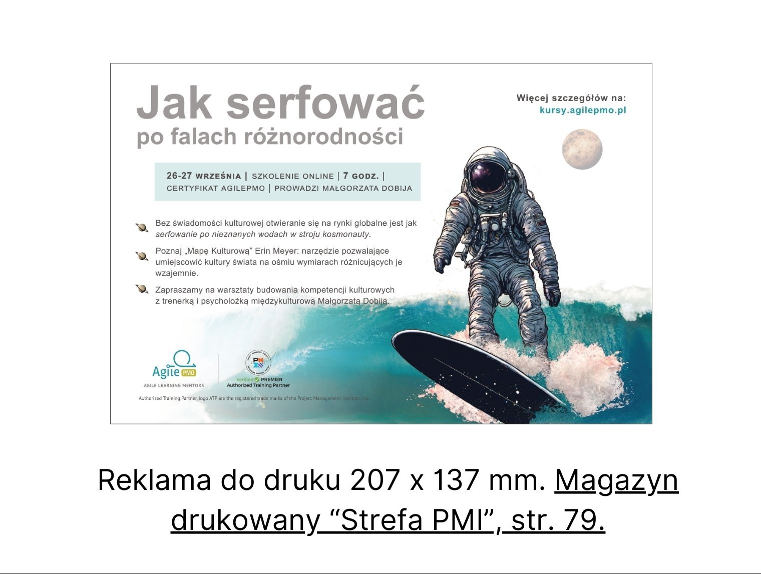 Materiały promocyjne firmy AgilePMO, umieszczone w drukowanym magazynie 'Strefa PMI' na stronie 79.