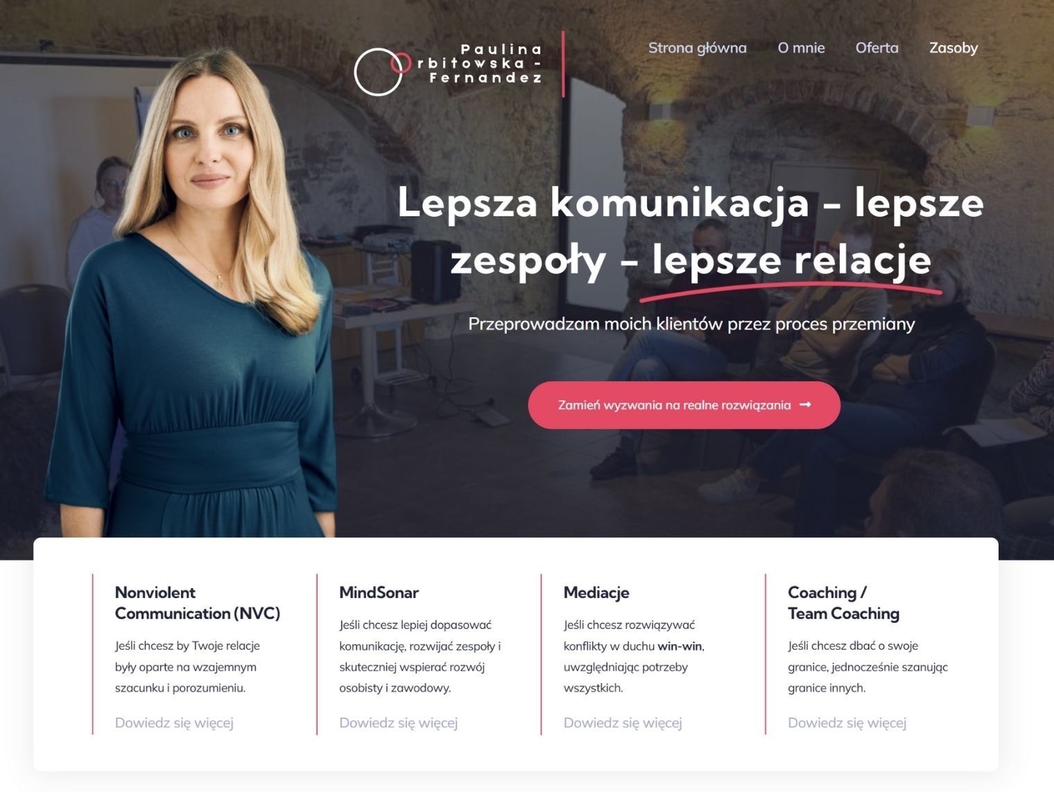 Strona stworzona na potrzeby Pauliny Orbitowskiej-Fernandez zajmującej się komunikacją, NVC oraz eduScrumem.