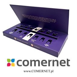 COMERNET SPÓŁKA Z OGRANICZONĄ ODPOWIEDZIALNOŚCIĄ - Fioletowe opakowanie zestawu próbek zapachowych Tomas Arsov z nazwami aromatów: Plum Tobacco Tonka, Fig Caviar Wood, Sandalwood Violet Leather, Sage Seaweed Salt i inne.