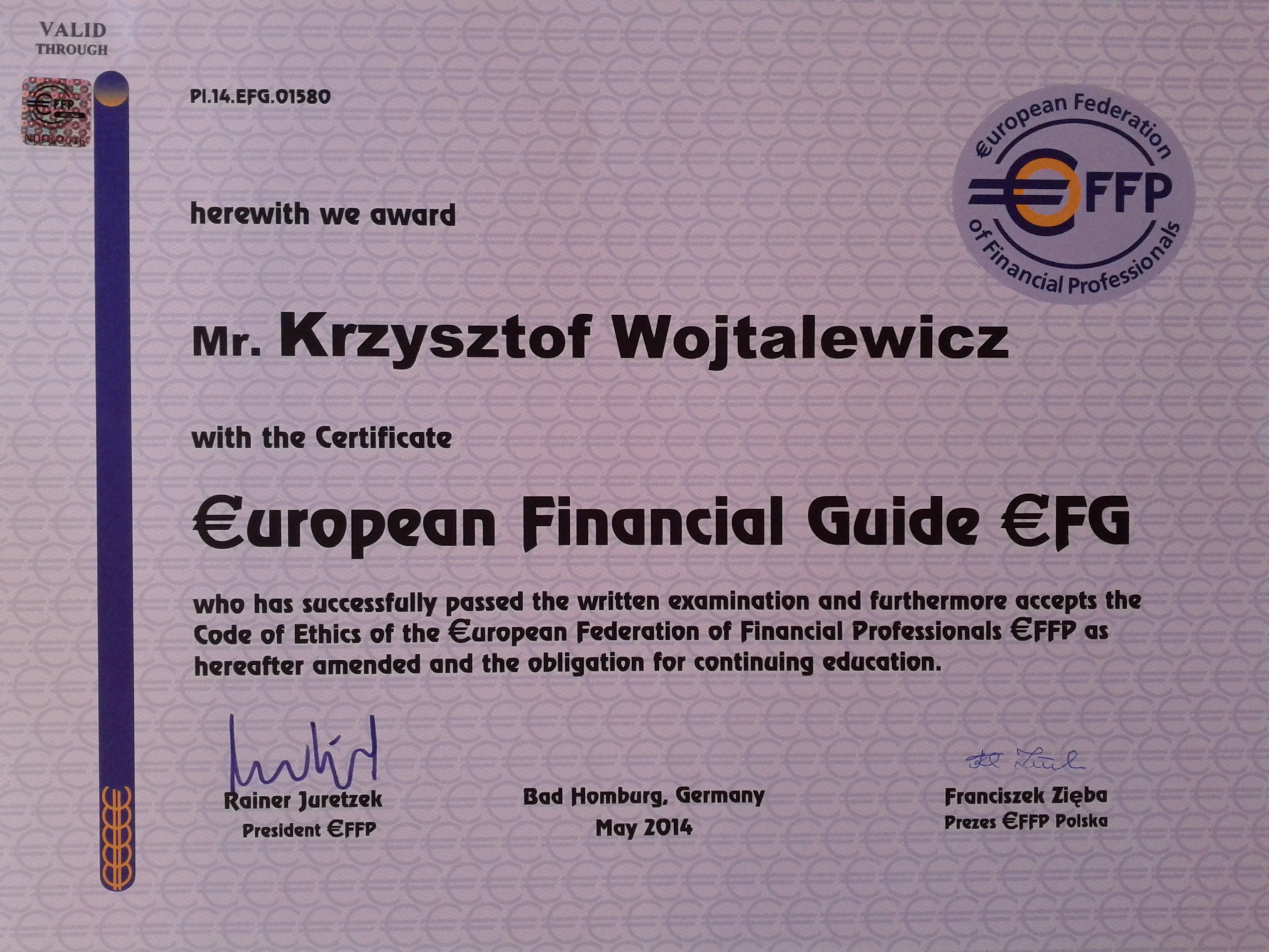 Europejski certyfikat doradcy finansowego