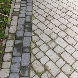 Tak wygląda kostka brukowa przed i po umyciu.