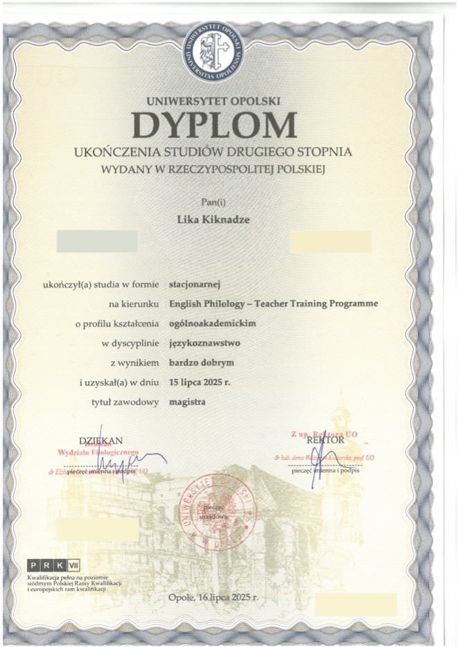Magister filologii angielskiej (specjalność nauczycielska. 2025)