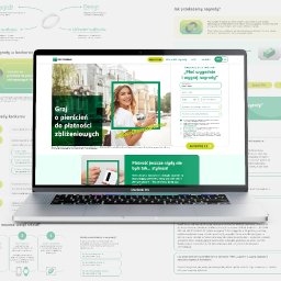 Katarzyna Krajewska - Ekran laptopa wyświetla stronę konkursową BNP Paribas z hasłem 'Graj o pierścień do płatności zbliżeniowych'. Widoczna kobieta z kawą i informacje o nagrodach.