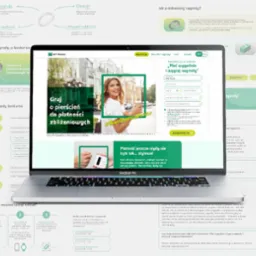 Ekran laptopa wyświetla stronę konkursową BNP Paribas z hasłem 'Graj o pierścień do płatności zbliżeniowych'. Widoczna kobieta z kawą i informacje o nagrodach.