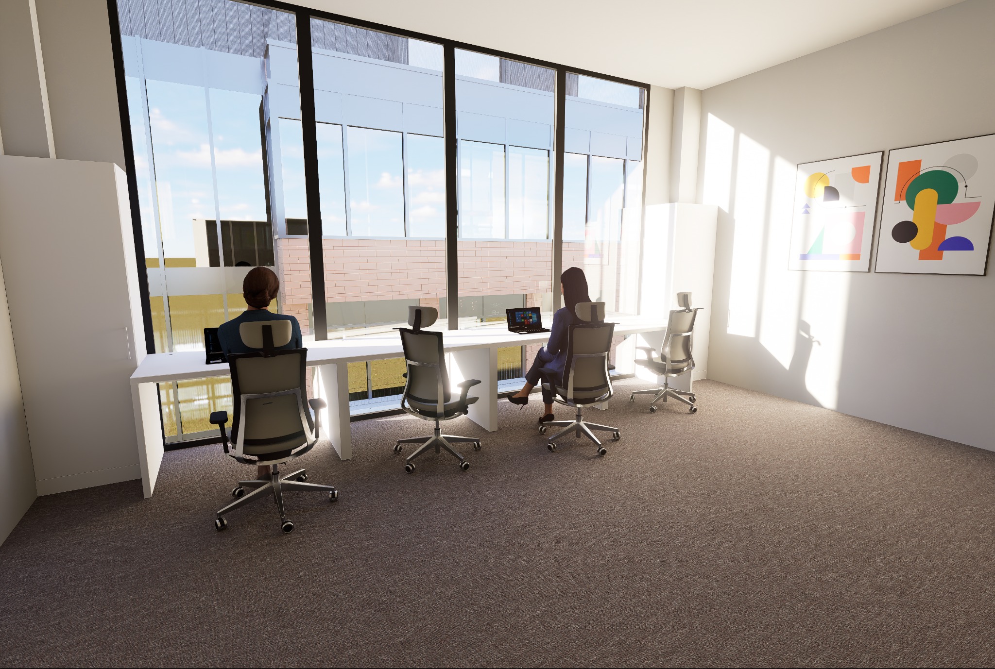 Wizualizacja przestrzeni biurowej.