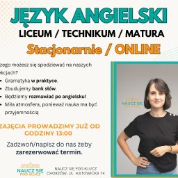 Nadrobimy zaległości i przygotujemy się do bieżących sprawdzianów. Prowadzimy również zajęcia dla tych, którzy chcą poszerzyć swoją wiedzę i swobodnie posługiwać się językiem. Lekcje przygotowują także do matury na poziomie podstawowym i rozszerzonym.