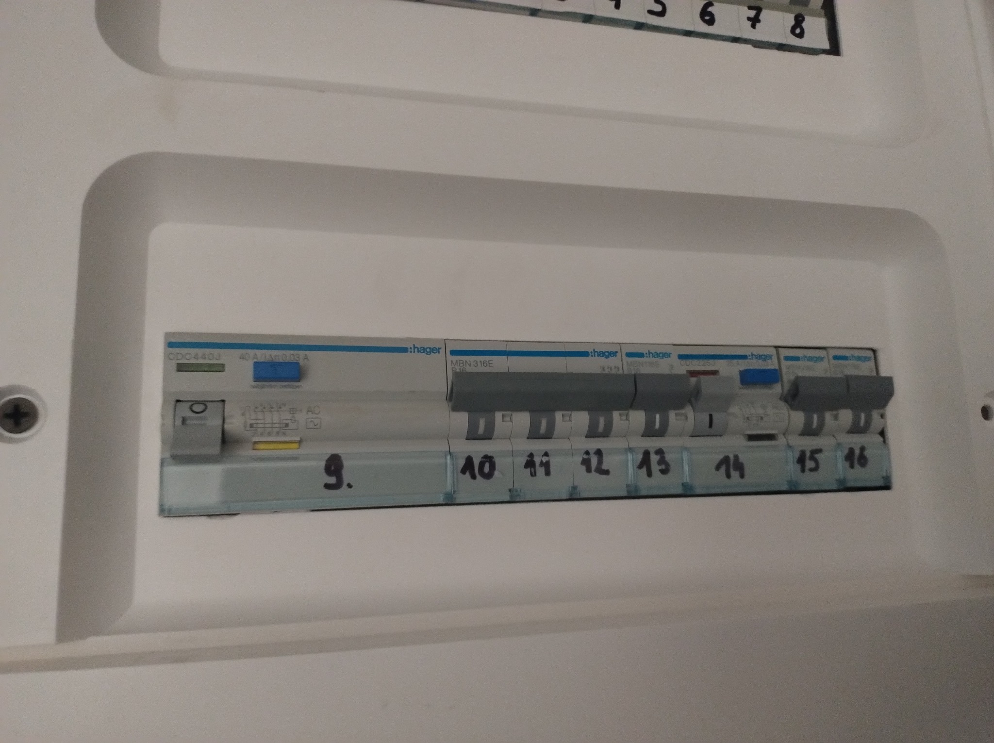 Wstępny opis rozdzielni w mieszkaniu po wykonanych pomiarach.