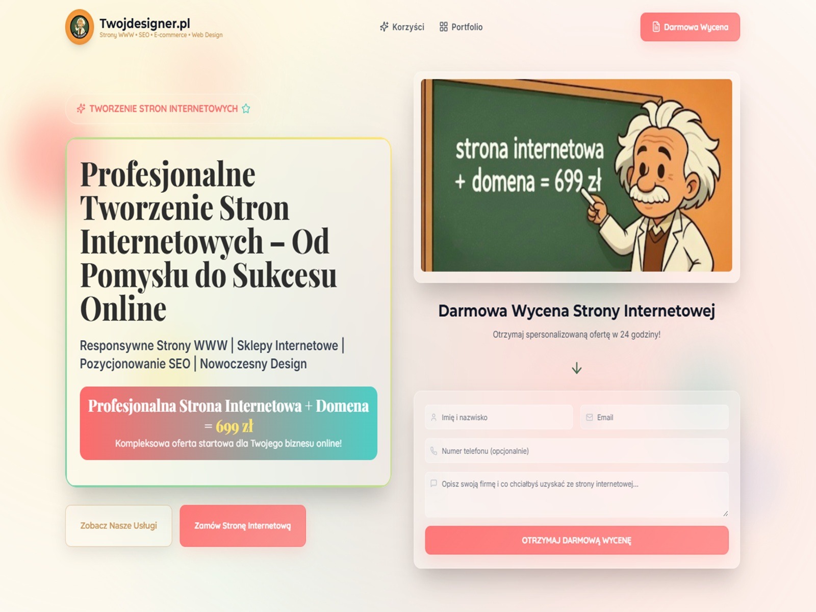 Grafika reklamowa usług tworzenia stron internetowych: Profesjonalne tworzenie stron, responsywne strony WWW, sklepy internetowe, pozycjonowanie SEO, nowoczesny design.