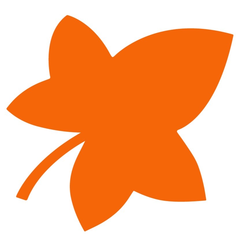 Pomarańczowy liść klonu na białym tle. Grafika wektorowa, prosty design, wyraźny kształt. Symbol jesieni lub logo firmy.