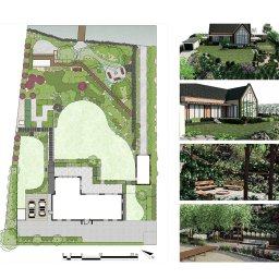 Projekt ogrodu z zejściem do jeziora 