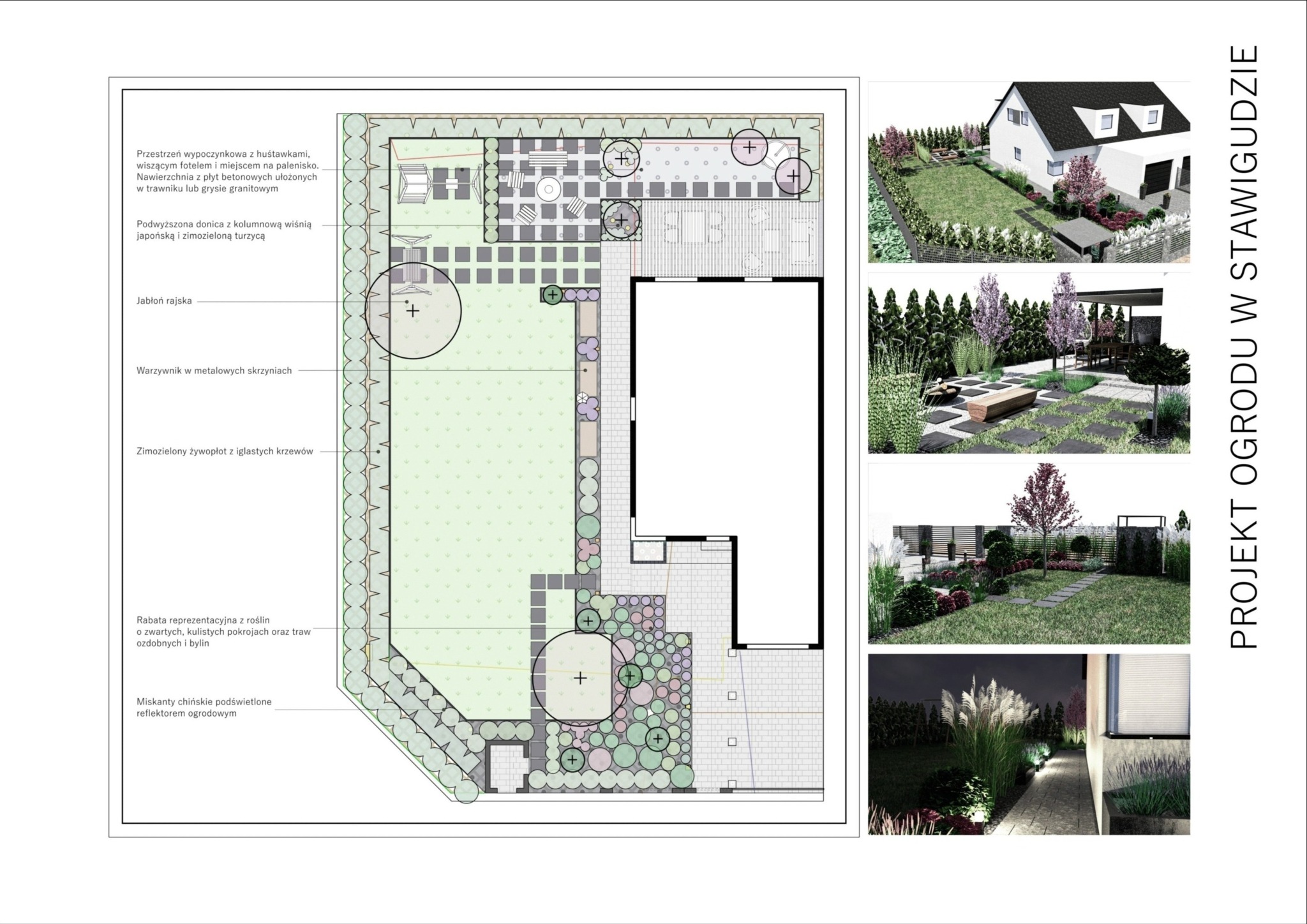Projekt ogrodu w nowoczesnym stylu przy bliźniaku