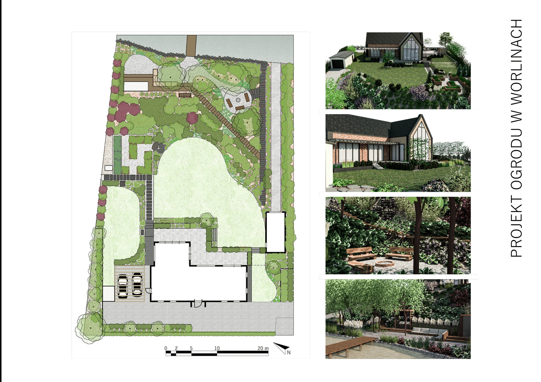 Projekt ogrodu z zejściem do jeziora