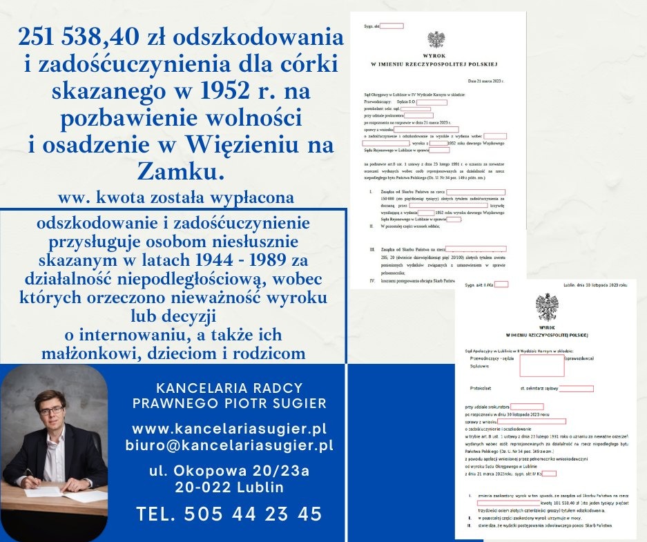 przykłądowe odszkodowanie uzyskane na podstawie tzw. ustawy lutowej