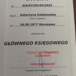 Fin Factory Sp. z o.o. - Dyplom - Główny Księgowy pozyskany w Krajowej Izbie Księgowych