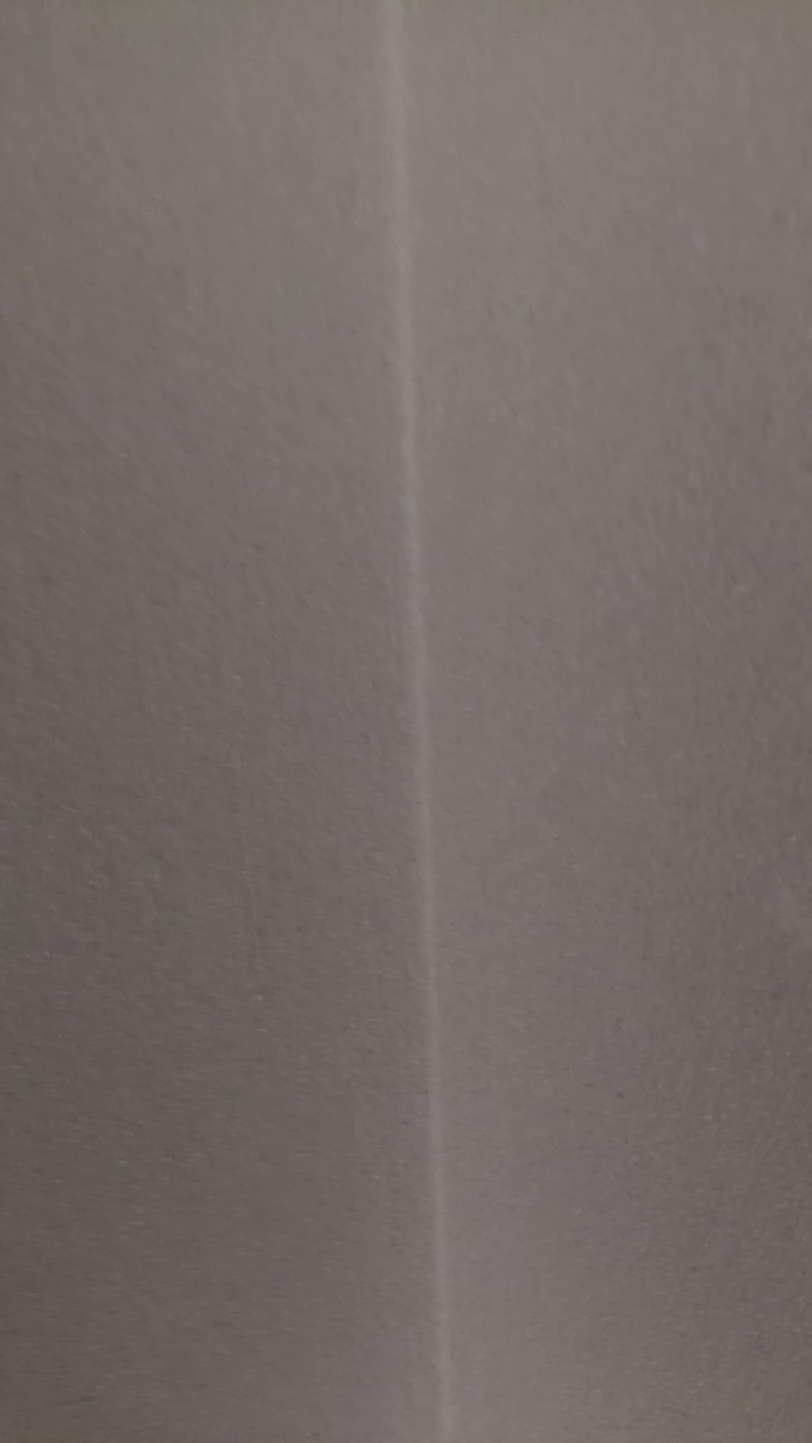 Gładka, szara ściana po tynkowaniu maszynowym, z delikatną strukturą i widocznym, pionowym łączeniem. Minimalistyczne ujęcie, blik światła podkreśla fakturę.