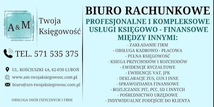 Profesjonalne usługi biura rachunkowego A&M: kompleksowa obsługa księgowo-finansowa, zakładanie firm, kadry, pełna księgowość, deklaracje ZUS, rozliczenia PIT i inne.