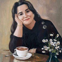 Portret  na podstawie zdjęcia
Rozmiar 50x60 cm
Technika: olej, płótno.