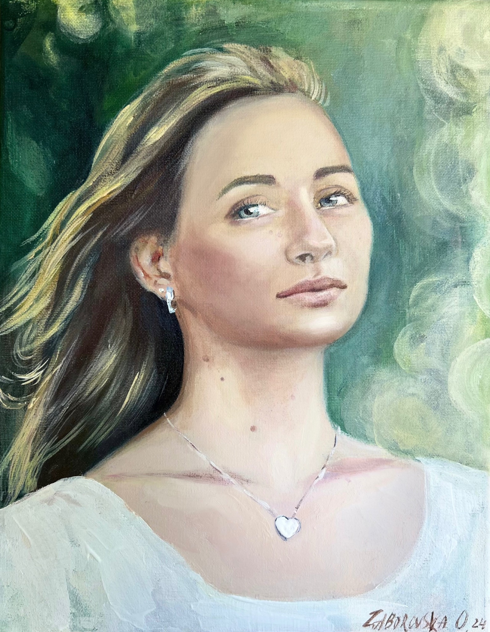 Portret na podstawie zdjęcia Rozmiar 30x40 cm Technika: olej, płótno.