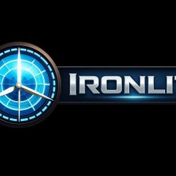 SOFTWARE PIZZA SPÓŁKA Z OGRANICZONĄ ODPOWIEDZIALNOŚCIĄ - Logo firmy Ironlit z Poznania: kompas z trzema wskazówkami i nazwą firmy w srebrnej ramce na czarnym tle. Nowoczesny design.