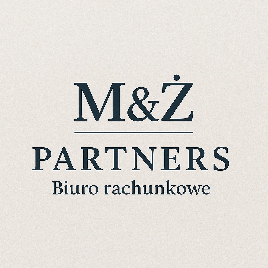 Eleganckie logo biura rachunkowego M&Z Partners na kremowym tle. Klasyczny krój pisma i minimalistyczny design.
