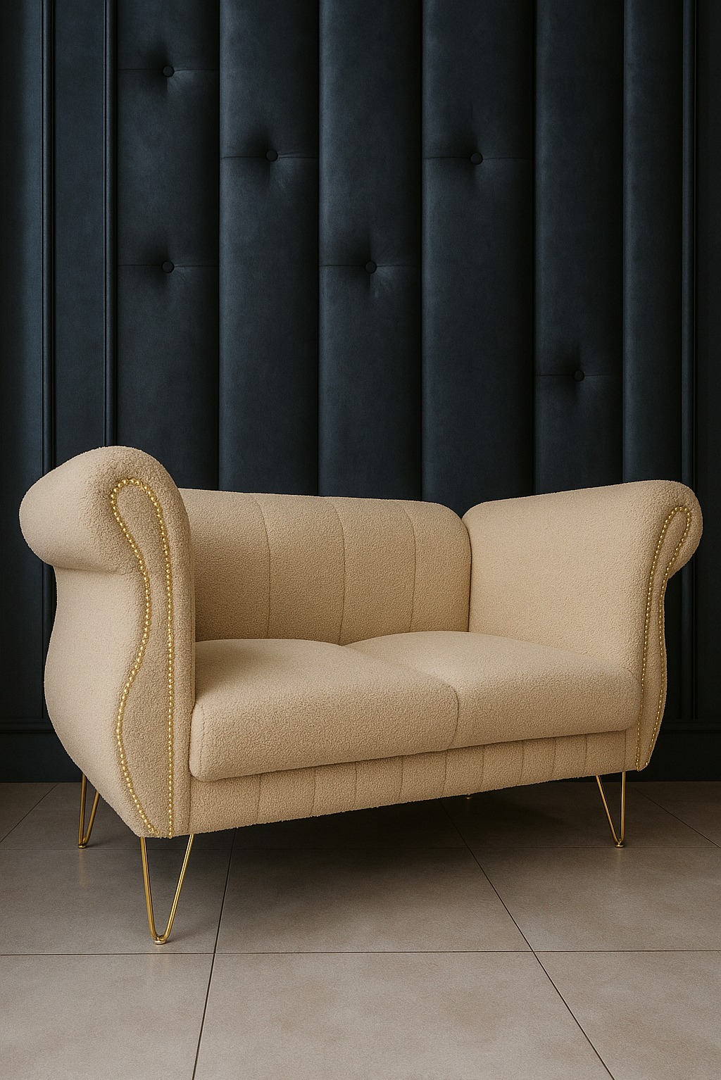 Sofa do recepcji w salonie kosmetycznym, tkanina 'Lambi'