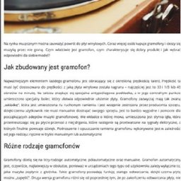 Weronika Rogowska - Kobieta siedzi na podłodze, trzyma płyty winylowe obok gramofonu. Widok z góry na dywan, parkiet i sprzęt audio. W tle fragment tekstu o gramofonach.