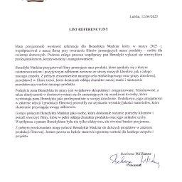 Referencje od Klienta za zrealizowany projekt (2 filmy promujące)