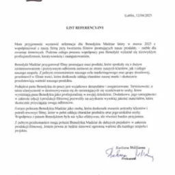 Referencje od Klienta za zrealizowany projekt (2 filmy promujące)