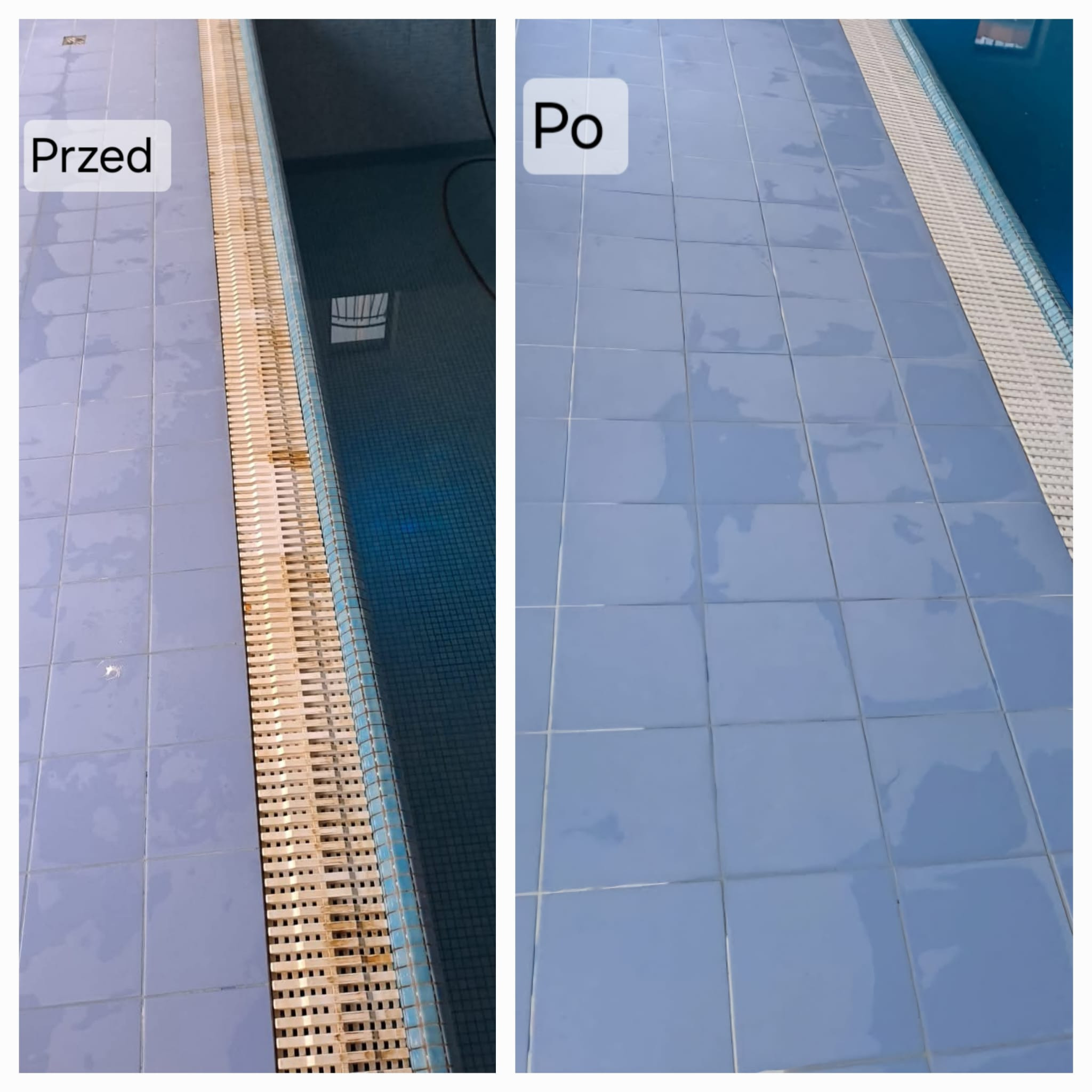 Zabezpieczenie antypoślizgowe basenu, wraz z doczyszczeniem płytek i kratek odpływowych