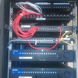 Szafa rack z zainstalowanymi urządzeniami CCTV IP