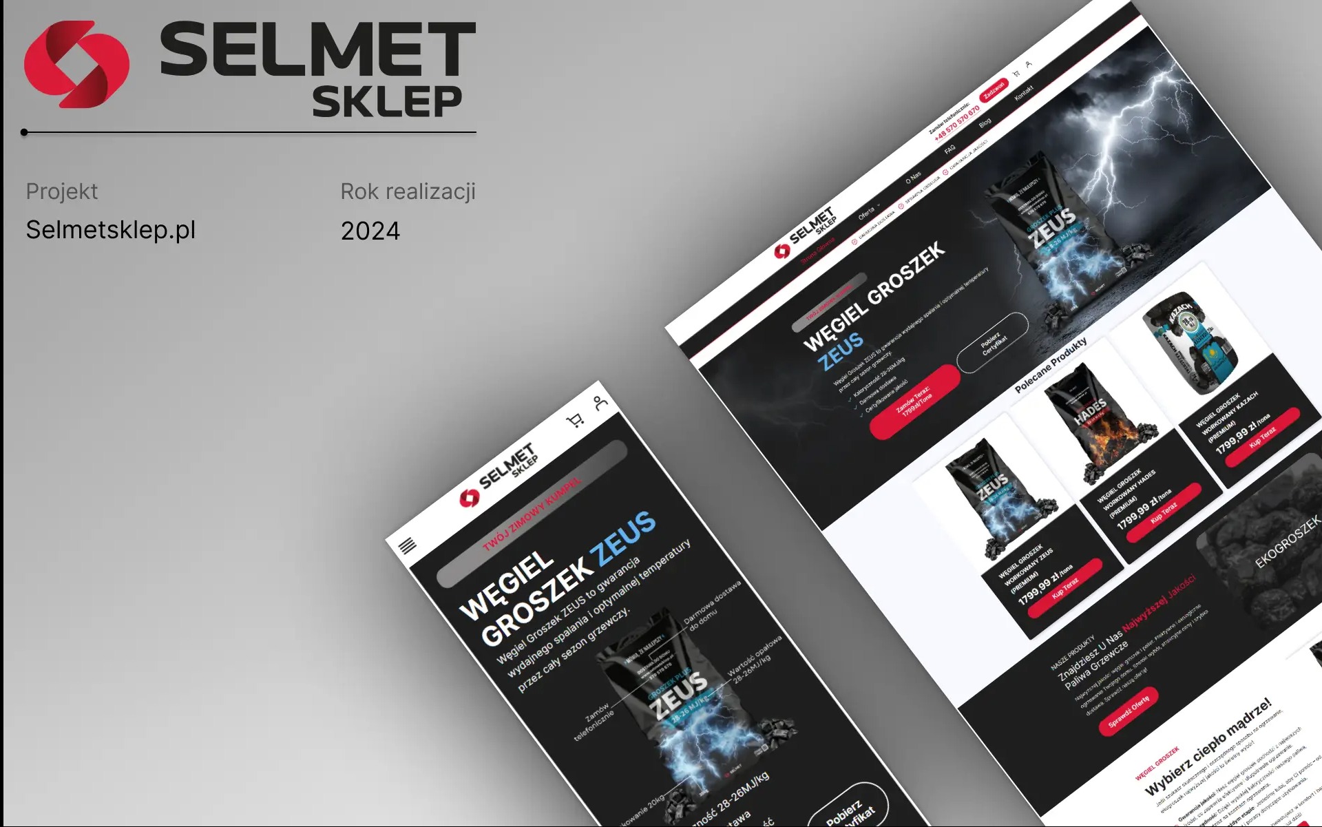 Sklep internetowy eCommerce dla branży węglowej.