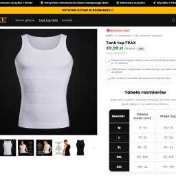 Przykładowa strona produktowa sklepu (każdy widżet stworzony od zera w kodzie)