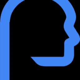 Niebieski, uproszczony profil głowy na czarnym tle. Grafika wektorowa, logo psychologa lub psychoterapeuty, symbolizuje umysł i myślenie abstrakcyjne.