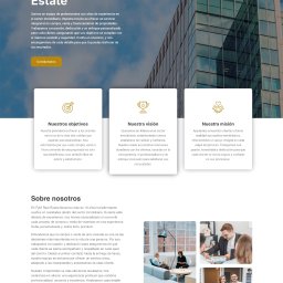 Webigo - Strona internetowa firmy F&M Real Estate z widokiem na nowoczesny budynek biurowy w tle. Układ strony prezentuje ofertę sprzedaży i wynajmu nieruchomości.