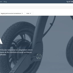 Michał Zasowski - tworzenie stron internetowych - Nowoczesny design strony internetowej z centralnie umieszczonym kołem roweru elektrycznego, stonowana kolorystyka i minimalistyczny układ elementów.