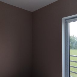 Nowik zlota raczka - Ściana w kolorze beżowym z widocznymi otworami na gniazdka elektryczne i białym oknem z widokiem na zieleń. Minimalistyczny styl wnętrza.