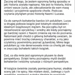 Zrzut ekranu z Instagrama: recenzja książki 'Hate Mail' użytkownika ksiazkowe.oblicze. Tekst opisuje fabułę i wrażenia z lektury, podkreślając plusy i minusy.