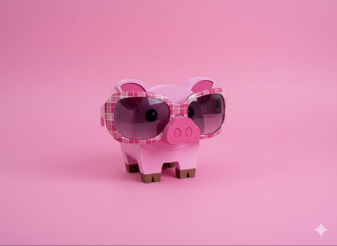 Holder na okulary w kształcie świnki - możliwość zawieszenia okularów i odłożenia kluczy.