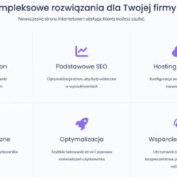 Kompleksowe rozwiązania dla firm: tworzenie stron, SEO, hosting, projekty graficzne, optymalizacja i wsparcie techniczne. Nowoczesne strony internetowe i obsługa.