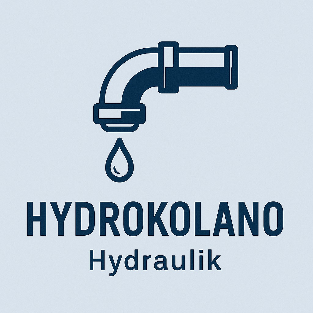 Grafika z niebieskim symbolem kranu z kroplą wody i napisem 'HYDROKOLANO Hydraulik' na jasnoniebieskim tle. Prosty, nowoczesny design.