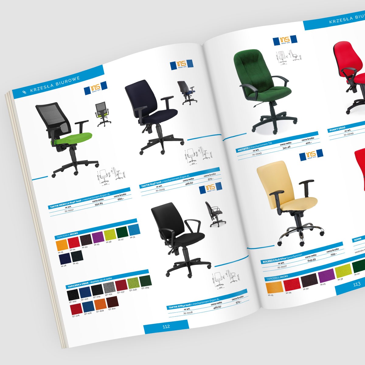 Projekt i skład katalogu mebli dla firmy Biuro Meble.