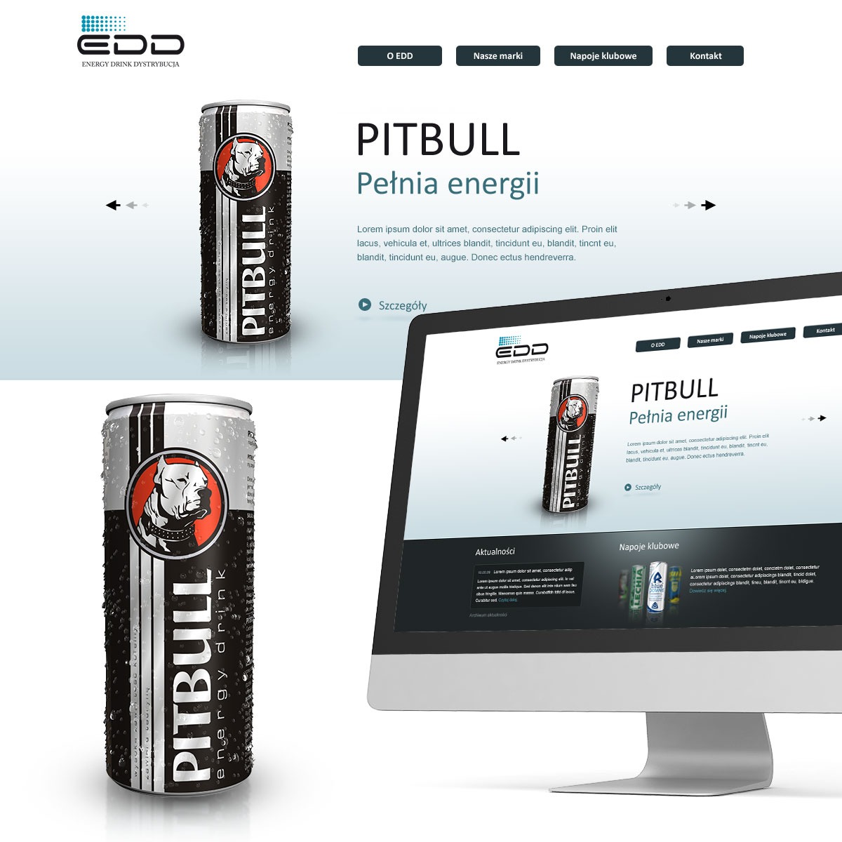 Projekty dla marki Pitbull: opakowania, materiały promocyjne, strona www