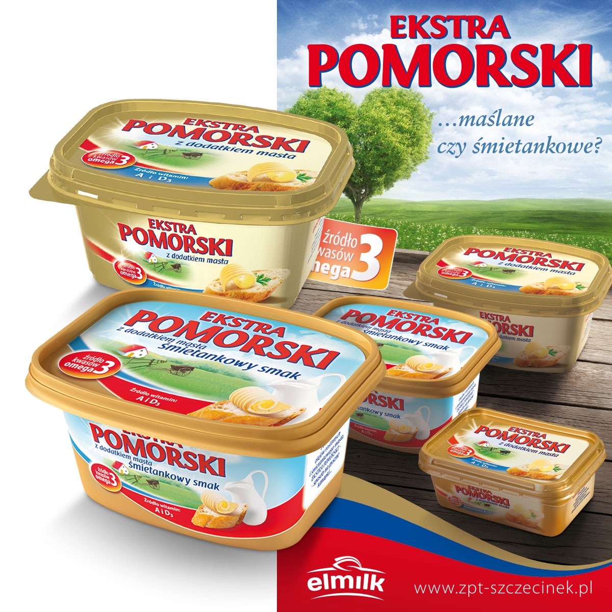 Projekty opakowań i materiałów promocyjnych dla marki Ekstra Pomorski. Klient: Elmilk / ZPT