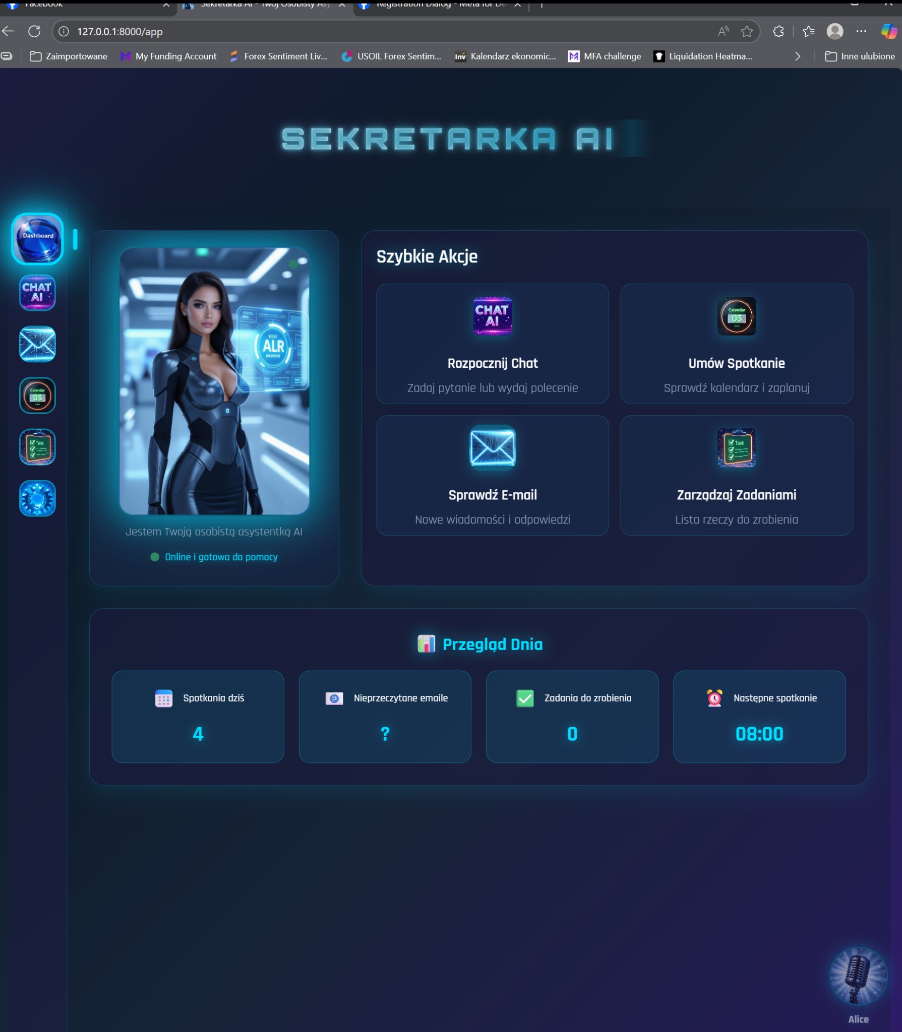 tworze też własne projekty oparte na Sztucznej Inteligencji takie jak ten Sekretarka AI