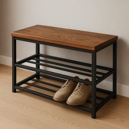 Ławka przedpokój połki na buty przykład efekt końcowy