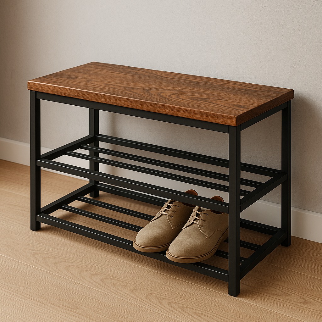 Ławka przedpokój połki na buty przykład efekt końcowy