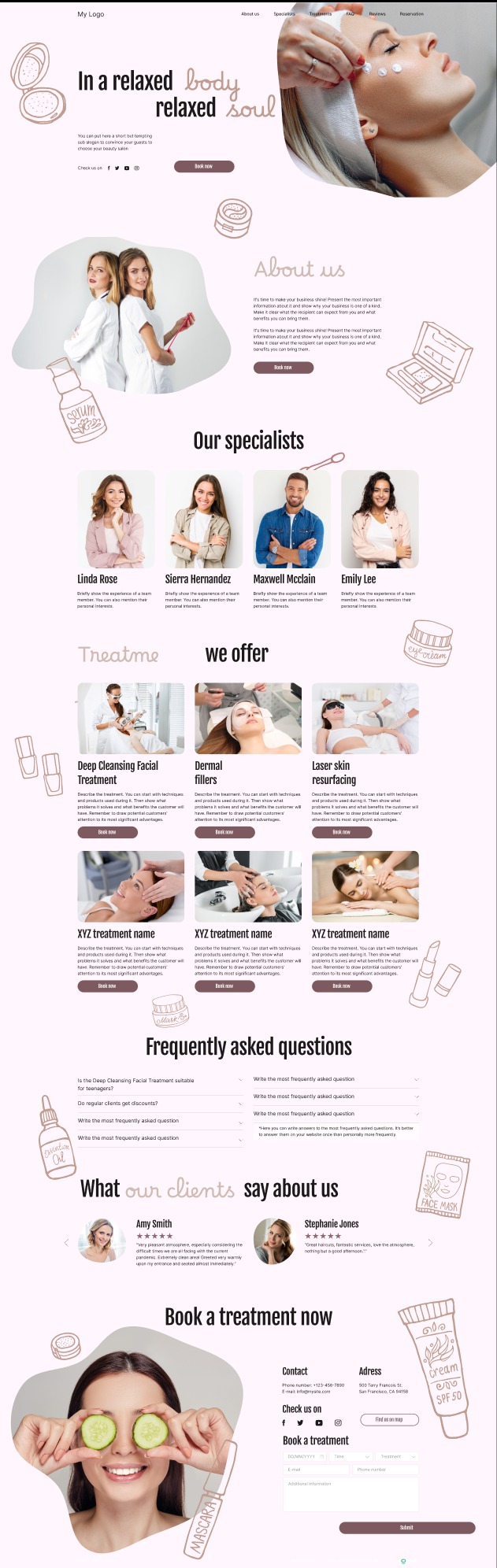 Projekt strony beauty and wellness (strona po angielsku)