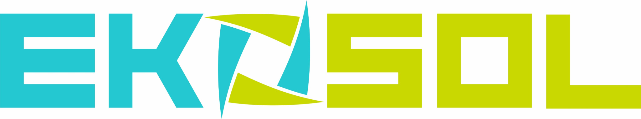 Logo firmy EKSOL w kolorach turkusowym i limonkowym, z abstrakcyjnym symbolem w środku, przypominającym przesłonę aparatu. Tekst na białym tle.